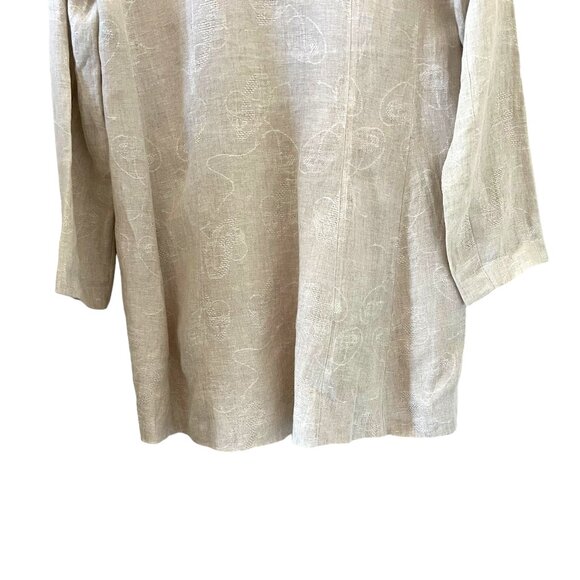 Eileen Fisher Linen Button Front Long Jacket In Tan Size SP - Picture 10 of 14